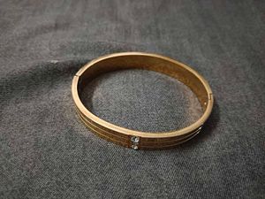 Gold-Tone Bangle Bracelet with Rhinestones