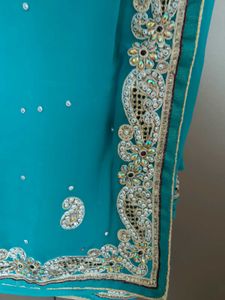 Sea Green Blue Shade Saree