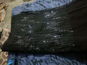 New Black Sequence saree with attached blouse piec