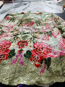 Embroidered Sleeveless Blouse and lehenga