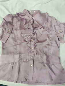 Elegant Ruffled Satin Blouse