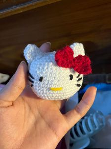 Handmade Crochet Hello Kitty Keychain Charm