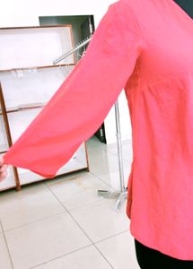 Coral V-Neck Blouse