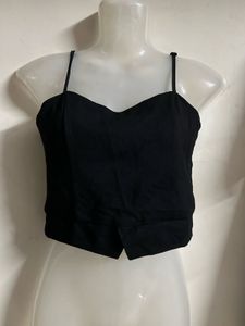 Chic Black Spaghetti Strap Crop Top