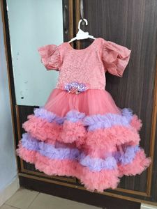 Girls' Pink &amp; Purple Ruffled Party Dress