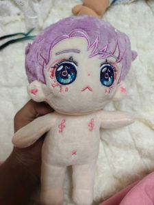 Cute Plush Doll with Purple Hair