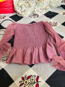 Smocked Off-Shoulder Peplum Top