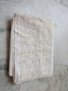 Elegant White Chikankari Saree