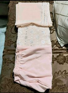 Beautiful georgette peach kurta set