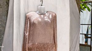 12J6. Sparkling Beaded &amp; Fringe Gown