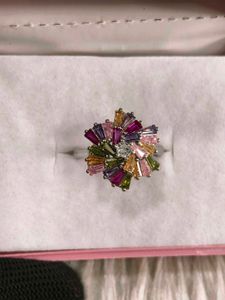 Vibrant Gemstone Statement Ring 925 silver