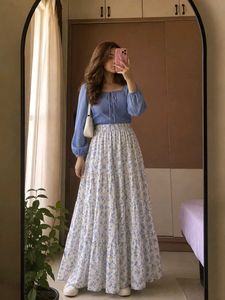 Pinteresty long skirt🤍🩵