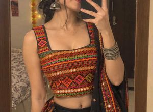Navratri Embroidered Blouse with Mirror Work