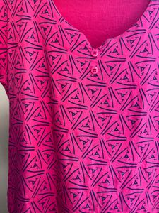 Vibrant Pink Geometric Print Dress