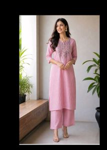 Pink Embroidered Festive Kurta Set