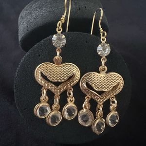 Gold Heart Drop Earrings