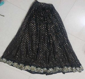 Elegant Black Skirt with Gold Embroidery