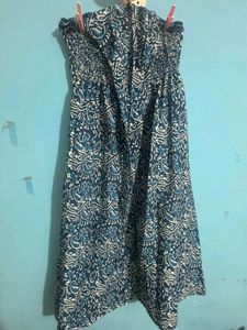 Sparkling Blue Halter Neck Maxi Dress