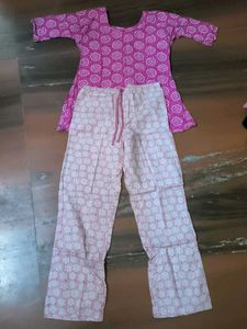 Pink Printed Kurta and Pant Set