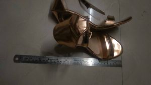 Party Golden Metallic Strappy Heeled Sandals