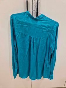 Elegant Teal Long-Sleeve Blouse