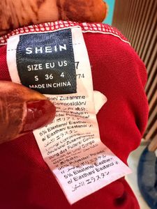 Shein Chic Ruched Strapless Red Dress