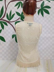 (600)Boho Fringe Lace Tank