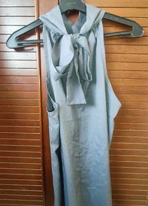 Mealeor Grey Halter Neck Maxi Dress | Tie Back
