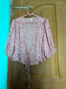 Floral Print Tie-Up Top