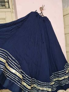 Elegant Navy Blue 💙 lehngha choli  with Gold Trim
