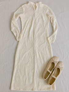 High-Neck Lace Sheath Dress