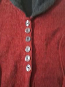 Burgundy Button-Down Longline Cardigan