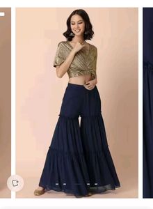 Indya Navy Georgette Tiered Sharara