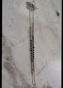 Silver Anklets with Black Beads