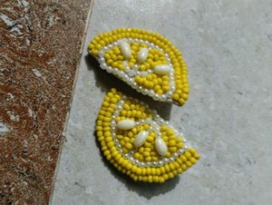 Lemon Slice Beaded earrings