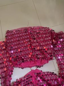 Pink Sequin Bell Sleeve Mini Dress