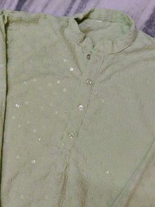 pista Green Sequined Kurta