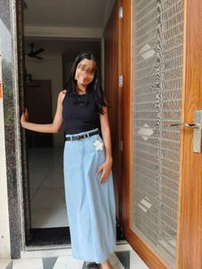 Light Blue Denim Maxi Skirt