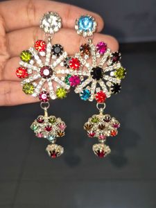 Multi coloured A-D Crystal Statement Earring.