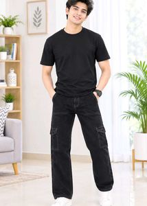 Men's Black Cargo Jeans