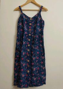 Blue Floral Button-Up Sundress