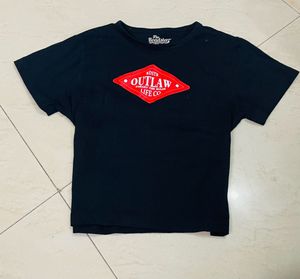 Crop Black "Outlaw Life Co." Graphic T-Shirt