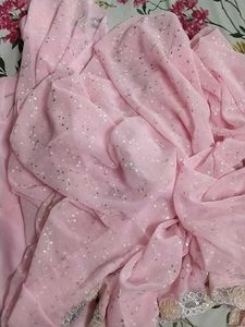 Stunning Pink Embellished Saree