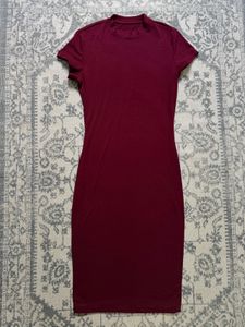 Maroon Bodycon Midi Dress