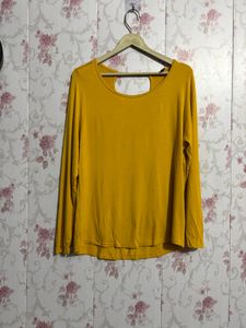 Stylish Mustard Top with Back Cutout Detail