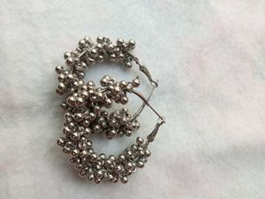 Silver Bead Hoop Earrings