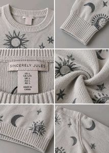 CELESTIAL MOON &amp; SUN PRINT SWEATSHIRT
