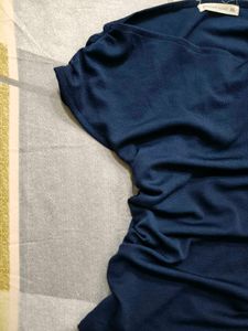 Drop shoulder Navy Blue Drape Top