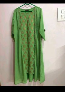 Lime Green Kurta with Gold Print