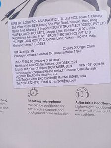 set of 1 Logitech H110 Headset